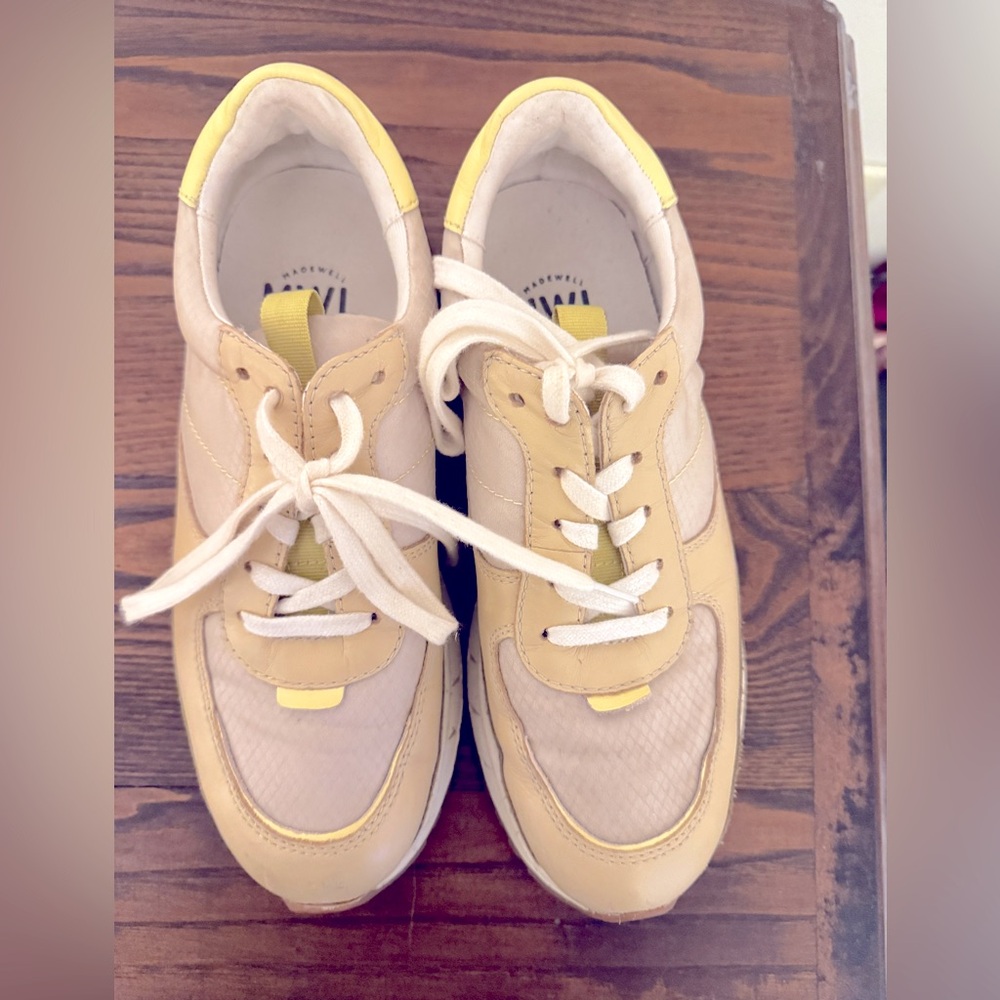 Madewell Yellow and Cream Retro-Inspired Sneakers